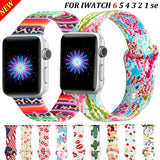 Sports Printed Silicone Watchband For Apple Watch Series 7/6/SE/5/4 Rubber Wristband For iwatch 3/2/1 Bracelet