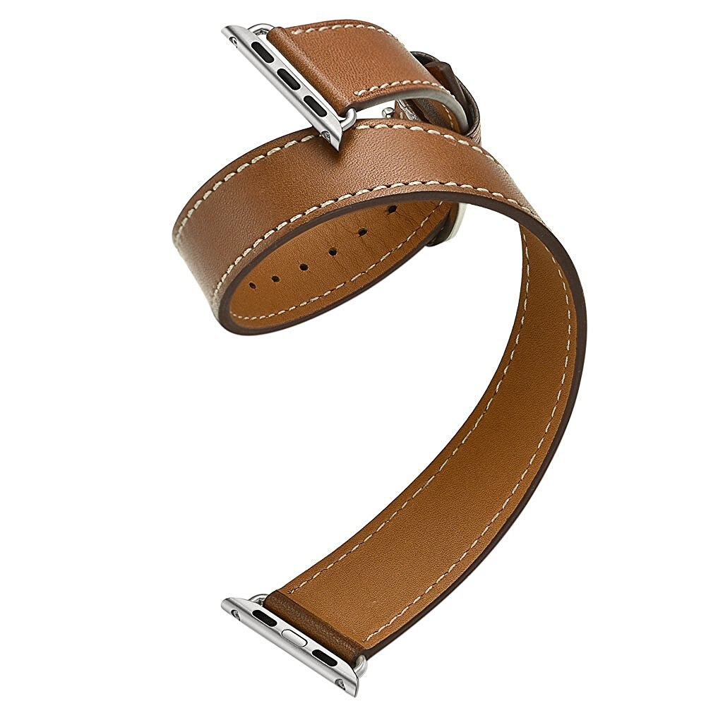 Double Tour Strap for Apple watch band 45mm 41mm 44mm/40mm 42mm/38mm Leather watchband bracelet iWatch series 5 4 3 se 6 7 band