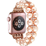 Stainless steel Pearl Bracelet For Apple Watch Band 6 5 4 40/44mm Diamond Women's Jewelry Strap For iWatch Series 3 38/42mm Band