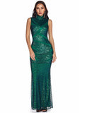 High Neck Sleeveless Mermaid Party Dress Sequins Formal Elegant Evening Dresses Vestidoes Prom Gowns