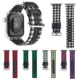 Leather Strap for Apple Watch 6 Band SE 5 40mm 44mm Bracelet Check Fabric Belt for iWatch Series Straps 4 3 38mm 42mm Watchbands