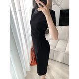 New 2021 Women Summer Bodycon Dresses Female High Waist Elegant Fashion Slit Knee-Length Vestdios