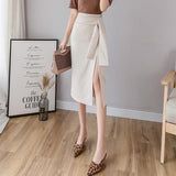 Women Summer High Waist Long Fashion Office Style Solid Color Furcal Ladies Elegant Pencil Skirt