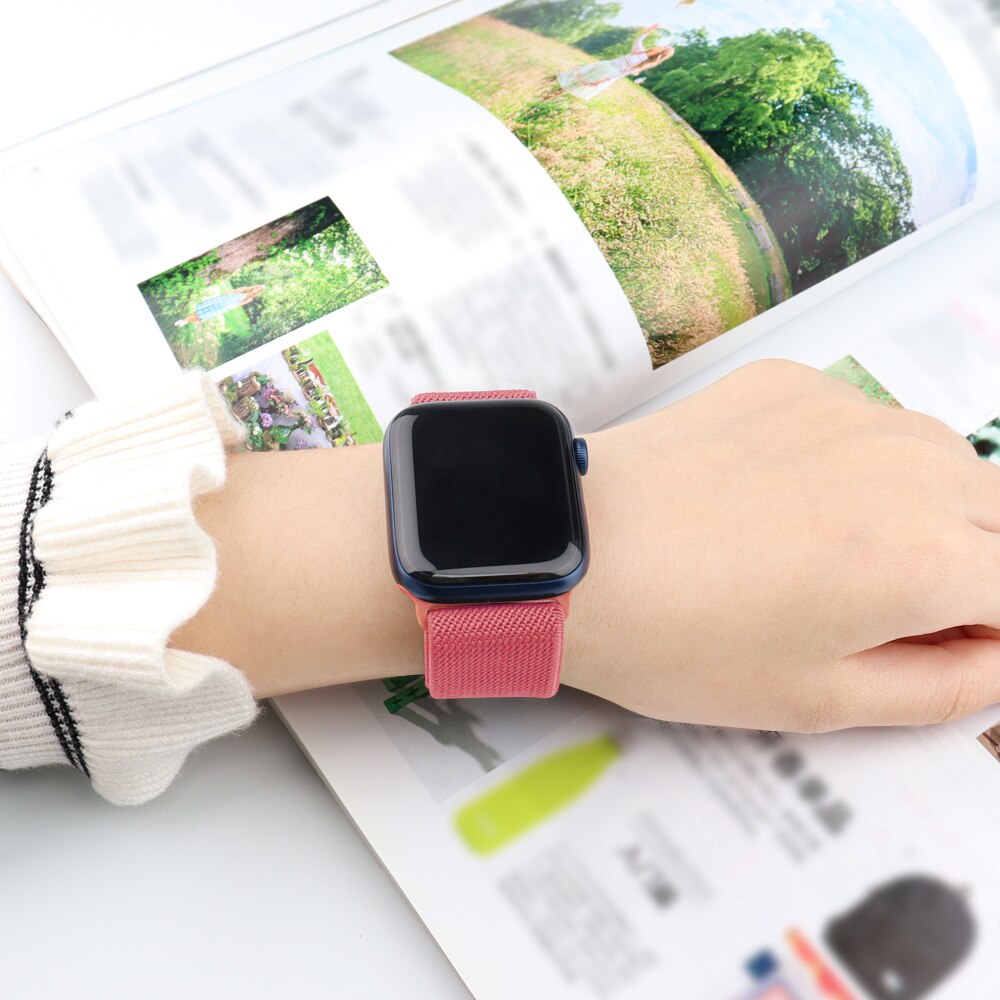 Soft And Comfortable Nylon Loop Elastic Buckle Apple Watch Band 38mm 42mm Series 6 Se 543 2 1 For Iwatch Strap Nylon Braid 44mm