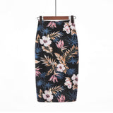 Summer Women Stretch Slim Print Bag Hip Ladies Mid-Length Casual Floral High Waist Pencil Skirt