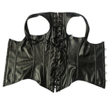 Sexy Personal Straps Steam Gothic Spiral Steel Boned Bustier Top Plus Size Body Shapewear Vest PU Leather Underbust Corset