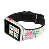 Flowers leather watchband for apple watch band SE 6 5 4 40mm 44mm Women&#39;s belt bracelet bands for iWatch Strap series 3 38/42mm