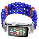 Blue Bracelet Bands for Apple Watch Strap 38mm 40mm 42mm 44mm Replacement Beaded Bling Rhinestone Wristband Dressy Strap Woman