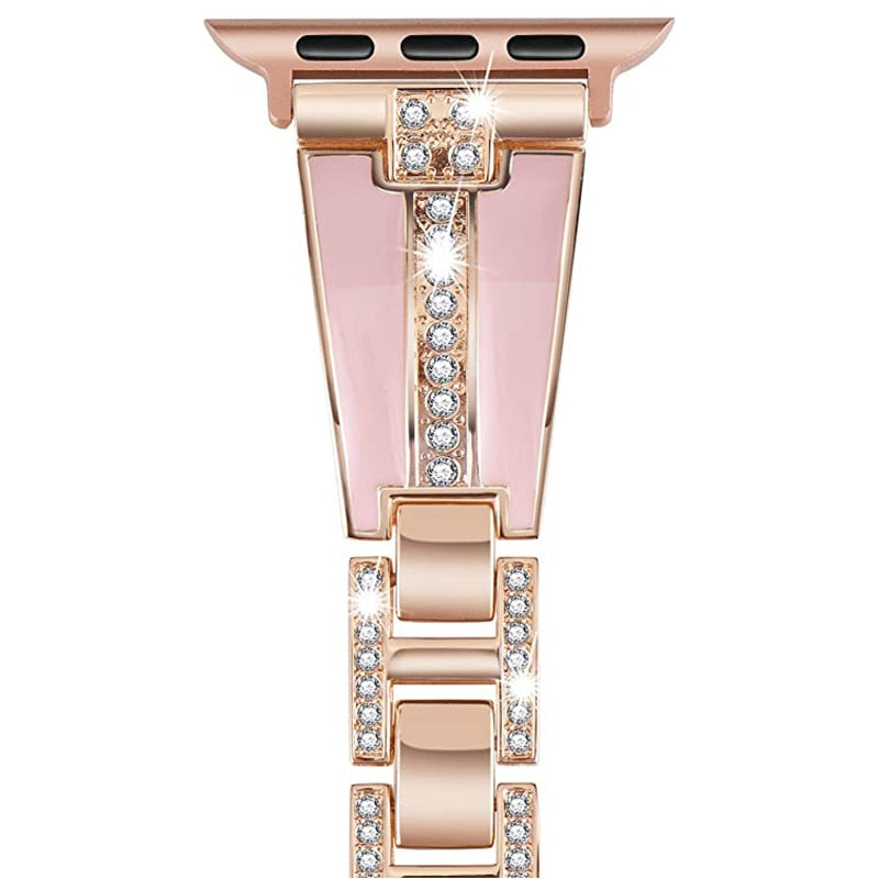Diamond Stainless Steel Strap For Apple Watch Band 6 44/40/38/42mm iWatch Series Bands 6 SE 5 4 3 jewelry Women&#39;s Belt Bracelet