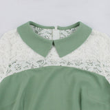 Light Green Peter Pan Collar A-Line Lace Sleeve Vintage Rockabilly Dresses Clothes Spring Summer Women Party Elegant Swing Dress