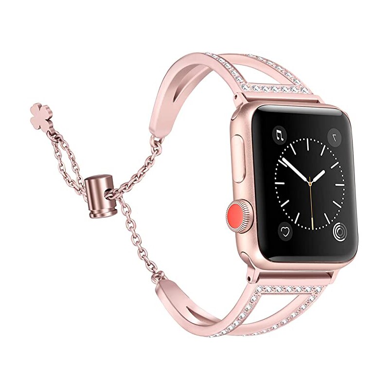 Diamond Stainless Steel Strap For Apple Watch Band 6 44/40mm 38/42mm iWatch Series Bands 6 SE 5 4 3 jewelry Womens Belt Bracelet
