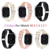 Slimming leather watchband for apple watch band SE 6 5 4 40/44mm Splicing belt bracelet bands for iWatch Strap series 3 38/42mm