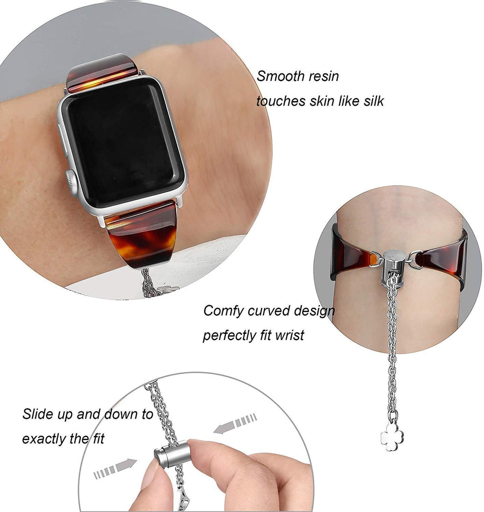 Women Strap For apple watch 3/2/1 bands 42mm 38mm Stainless Steel Resin Bracelet Sports Loop For iwatch Series 5/4 44mm 40mm