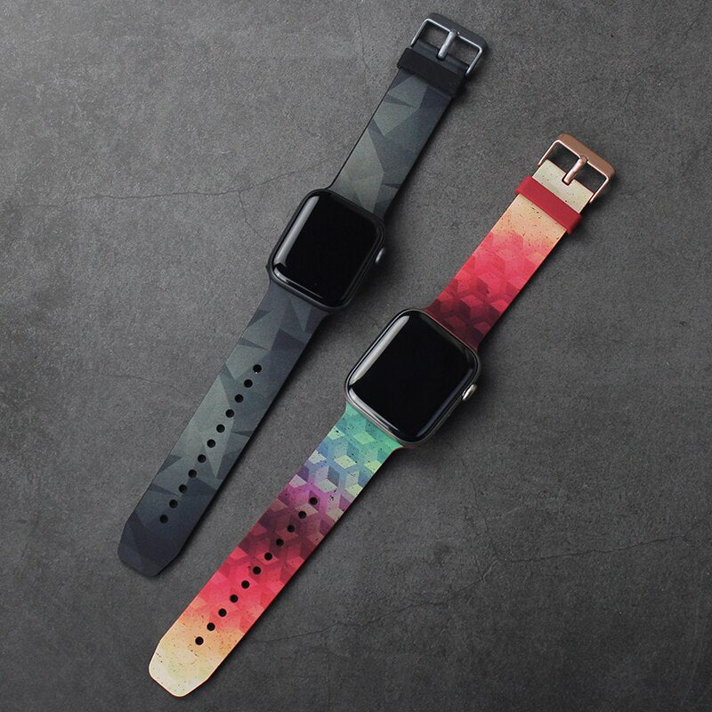 Strap for Apple watch 6 5 4 45mm 44mm 40mm band iwatch 42mm 41mm 38mm Printing Silicone watchband bracelet Apple watch 4 3 2 Accessories