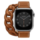 Double Tour Swift Leather Strap for Apple Watch 7 6 Band 5 4 3 Bracelet for iWatch SE Series 41/45mm 44/40mm 42/38mm Wristbands