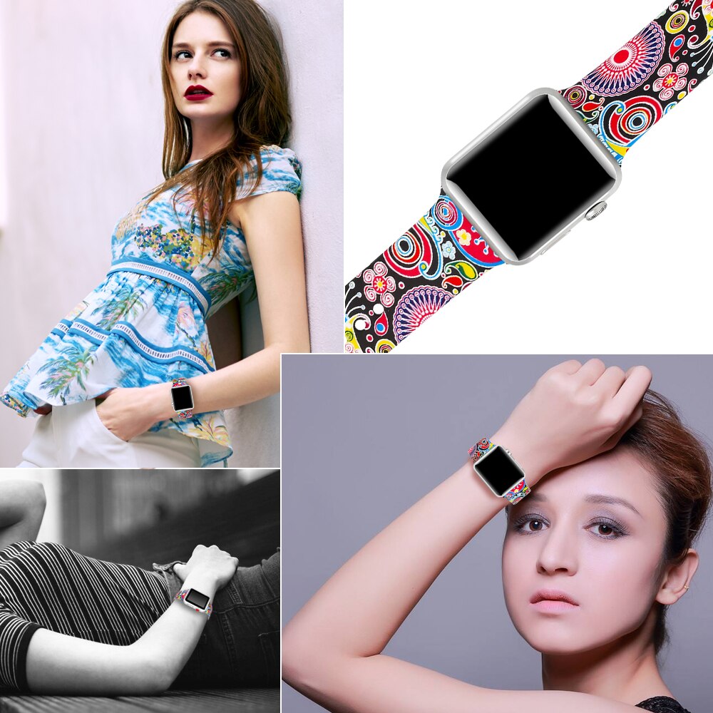 Printed Silicone Band for Apple Watch Soft Silicone Sport Strap