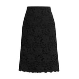 Lace Knee Length High Waisted Women Elegant Summer Korean Style Midi Skirts