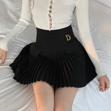 Women High Waist Mini Skirts Fashion Korean Style All-match Solid Color Ladies Elegant Pleated Skirt