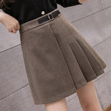 Women High Waist Pleated Skirts Spring Fashion Korean Style All-match Ladies Elegant A-line Short Skirt