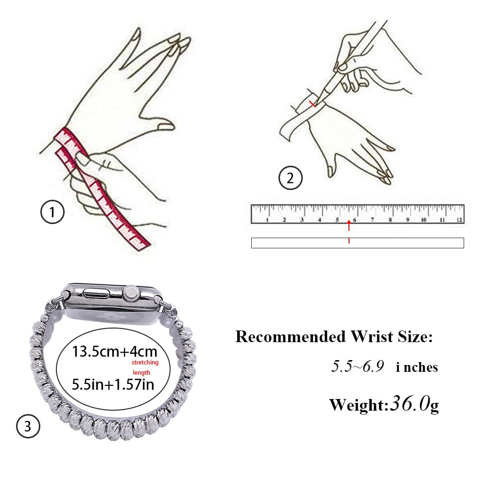 Fashion Jewelry Watch Strap for Iwatch 5 4 3 Bracelet Bead String Wristband Replacement Apple Watchband Women Girl Wriststrap