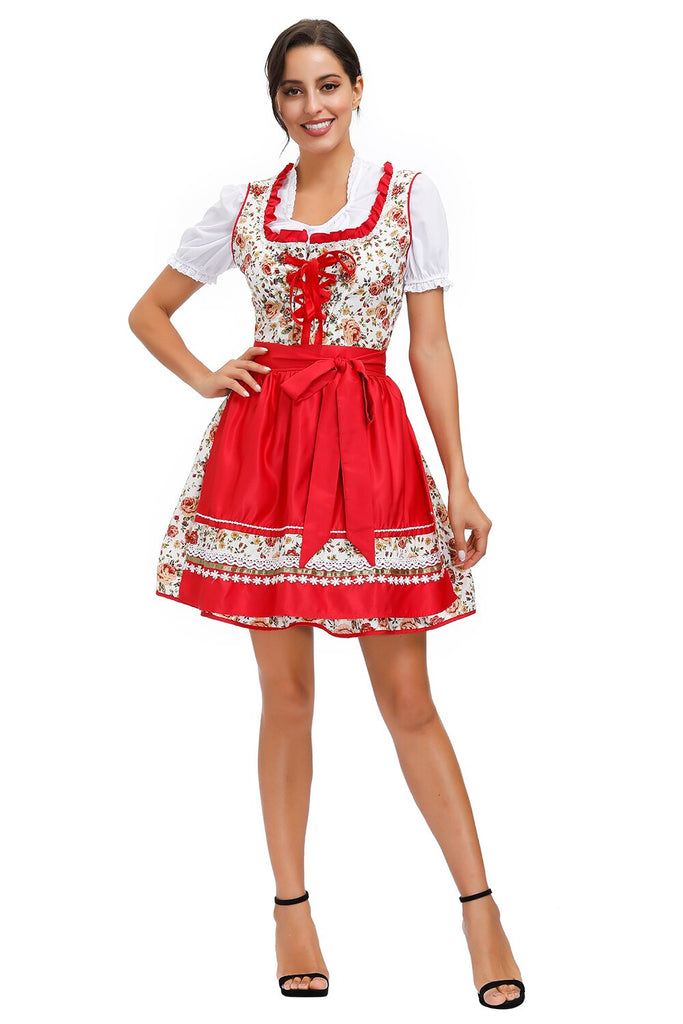 Hot Sale Traditional Oktoberfest Dirndl Costume Ladies Germany Bavaria Wench Fancy Dress Beer Girl Dress Apron Set Outfit