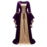 Women Renaissance Irish Deluxe Velvet Dress Victorian Medieval Long Dress Retro Fancy Gown Halloween Cosplay Costume Plus Size