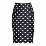 Vintage Black White Stretch Pencil Women Office Lady Formal Polka Dot Midi Skirts Elegant Package Hip Skirts