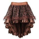 Women Gothic Floral Lace Ruffled Skirt Asymmetrical High Low Skirt Steampunk Pirate Skirts Halloween Costumes Plus Size