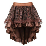 Women Steampunk Gothic Asymmetrical High Low Skirts Burlesque Sexy Floral Lace Ruffles Skirt Showgirls Fashion Dance Skirt