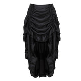 Women Gothic Steampunk Asymmetrical Pleated High Low Dancing Skirt Irregular Ruffles Pirate Skirts Halloween Costumes Plus Size