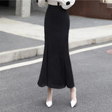 Summer Trumpet Long High Waist Chiffon Black Ladies Bodycon Slim Fit Mermaid Tail Faldas Largas Skirt