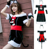 Halloween Christmas Costume For Adult Women Green Elf Cat Girl Cosplay Outfit Suits for Purim Carnival Santa Claus Fancy Dress