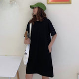 Women Casual Loose Solid T Shirt  O Neck Mini Dress Batwing Short Sleeve Basic Dresses Vestidos