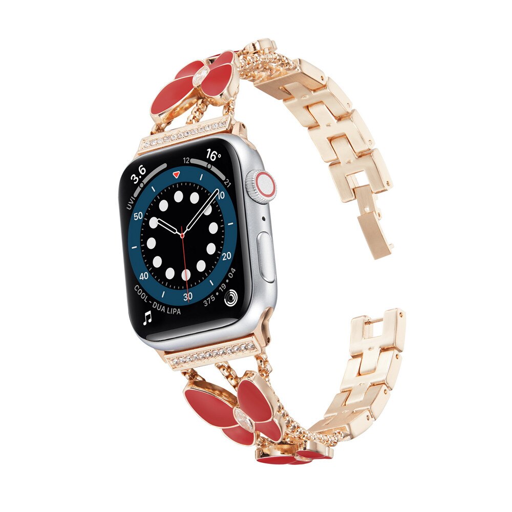 Women&#39;s Jewelry Strap for Apple Watch Band 6 44mm 40mm 42mm 38mm Butterfly gems Metal for iWatch Bands Serie SE 6 5 4 3 Bracelet