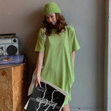 Women Casual Loose Solid T Shirt  O Neck Mini Dress Batwing Short Sleeve Basic Dresses Vestidos