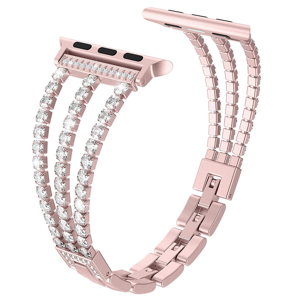 New Women Diamond Watch Band for Apple Watch 38mm 42mm 40mm 44mm iWatch Series 5 4 3 Stainless Steel strap Sport Bracelet
