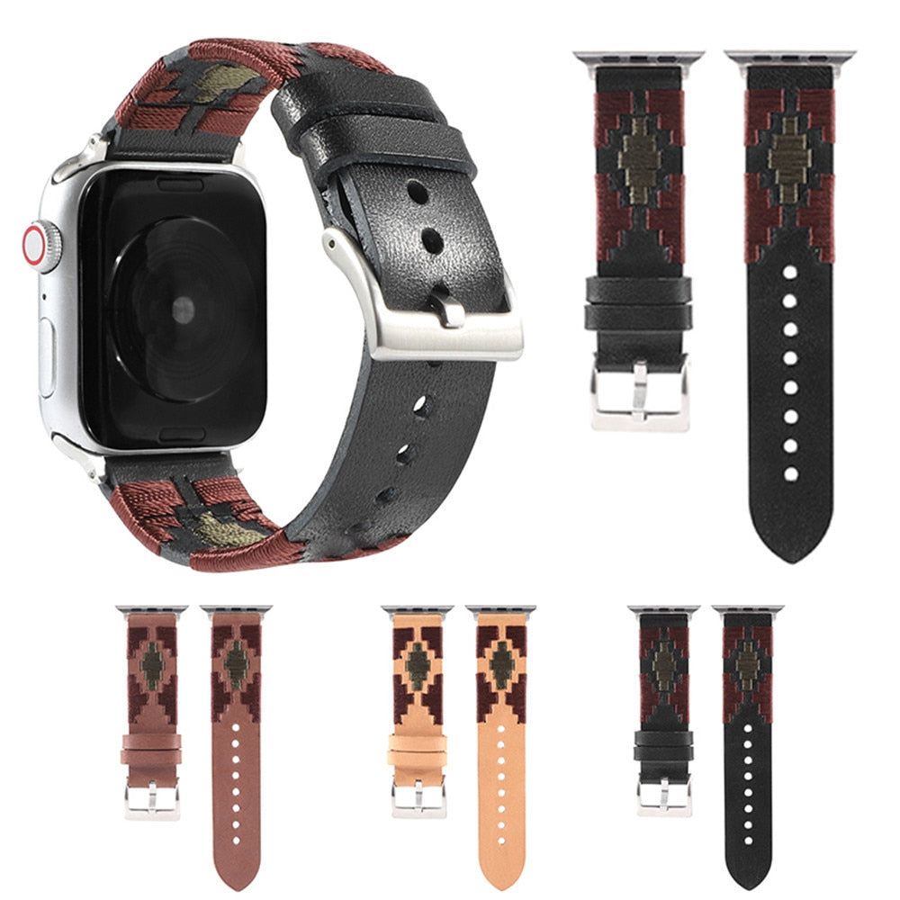 Weave Rope Leather Strap for Apple Watch 6 Band SE 5 40mm 44mm Bracelet Belt for iWatch Series 6 Straps 4 3 38mm 42mm Watchbands