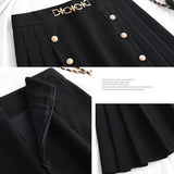 Black Women Pleated Elastic High Waist Kawaii Preppy Style Lady Dance Casual A-Line Woolen Skirts