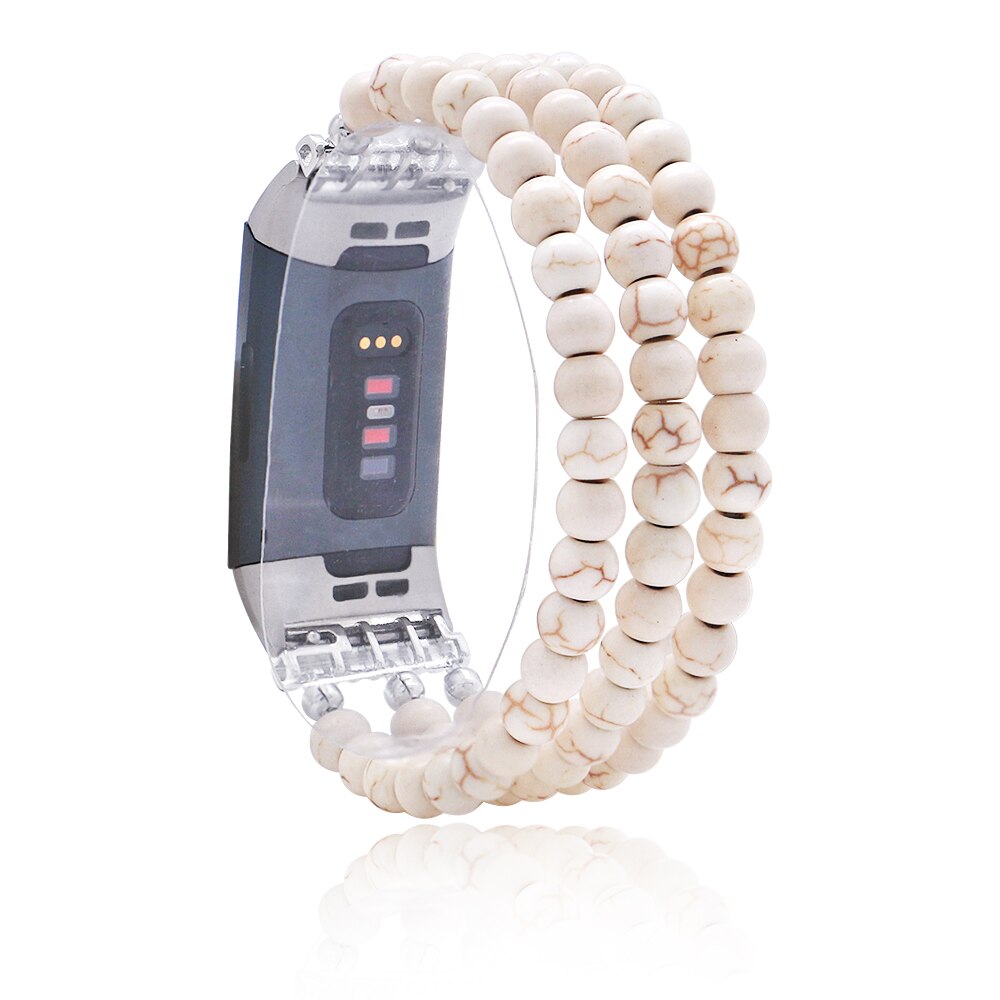 Women Natural Stone Elastic Watchband For Fitbit Charge 3/4 Handmade Beads Smart Watch Strap For Unisex Watch Bracelet Wristband