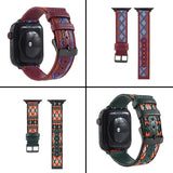 Ethnic style Leather Strap for Apple Watch Band SE 6 5 40mm 44mm Belt Bracelet Bands for iWatch Series 6 4 3 38mm 42mm Watchband