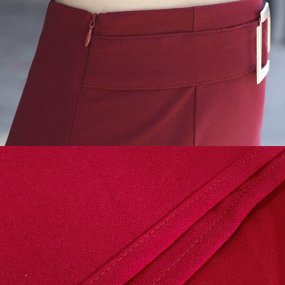 Women High Waist Trumpet Summer Mid-length Solid Color Bag Hip Ruffle Hem Vintage Korean Skirt