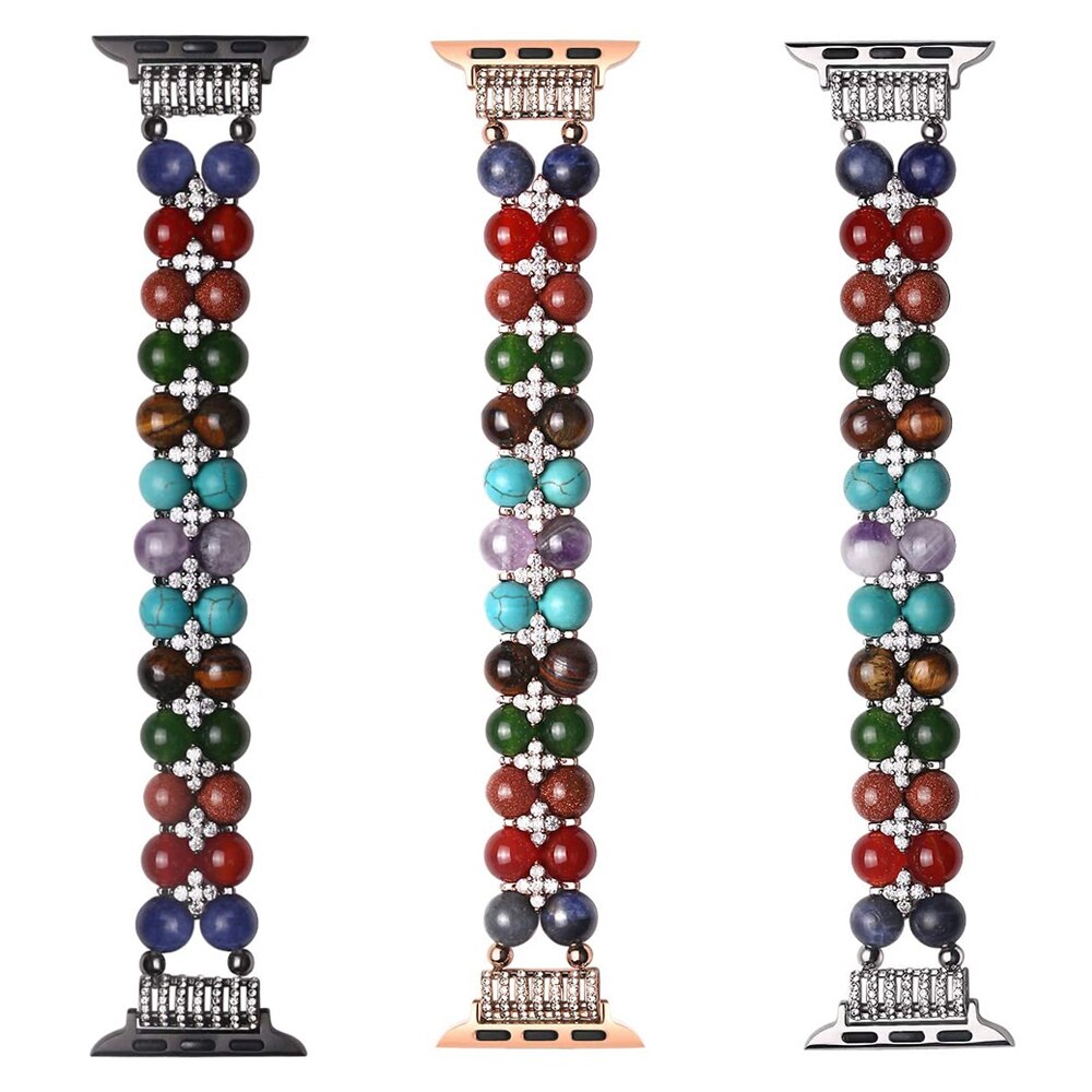 Yoga Stone Relax Bracelet Jewelry Bling Wristband Strap for Apple Watch SE 6 Band Chakras Beaded 38mm 40mm 42mm 44mm