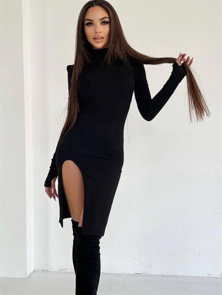 Knitted Long Sleeve Black Bodycon Warm Women Mini Dress Autumn Winter jetechband Knitted Long Sleeve Black Bodycon Warm Women Mini Dress Autumn Winter jetechband