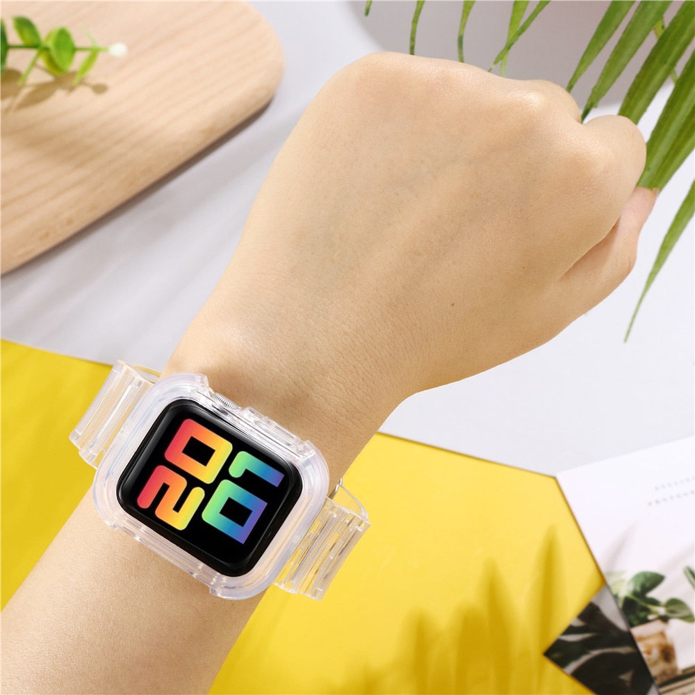 New Transparent Silicone Strap for Apple Watch Series Se 6 5 4 3 2 Band 40mm 44mm for Iwatch Se 5 4 3 Waterproof Strap 38mm 42mm