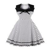 Plus Size Square Neck Tie Front Sleeveless Polka Dot Vintage Elegant Summer A Line Rockabilly Dress