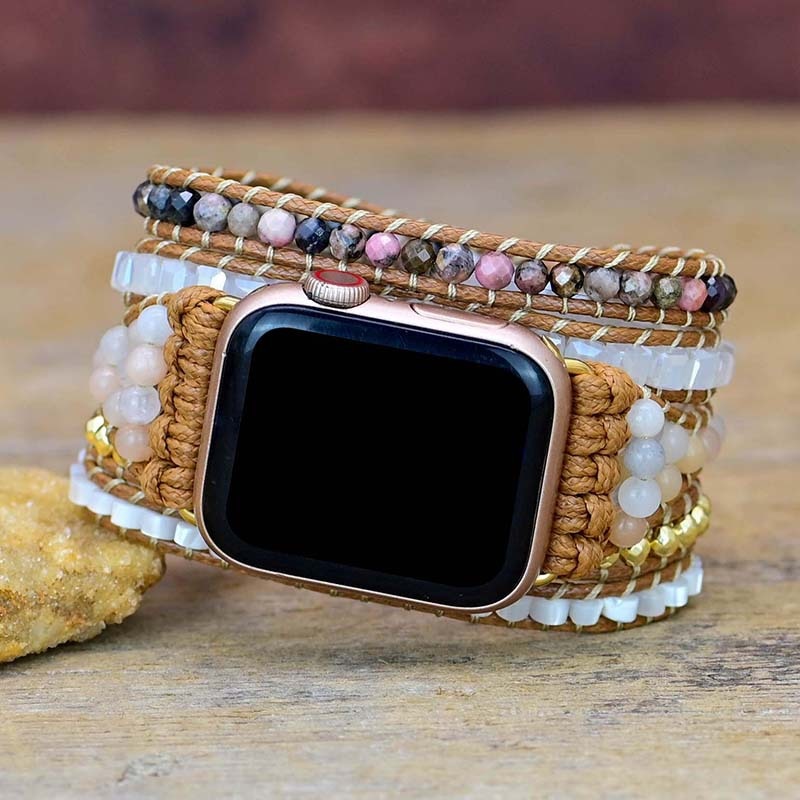 Bohemia strap for Apple Watch 5 band 38mm 40mm 42mm 44mm Series 2/34/5/6/SE Handmade Vintage Natural beads Bracelet for iwatch 6