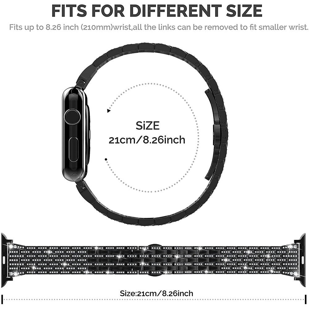 Luxury Diamond Strap for Apple Watch Band 6 44mm 40mm 38mm 42mm Stainless steel Bracelet for iWatch series SE 6 5 4 3 Wristbands