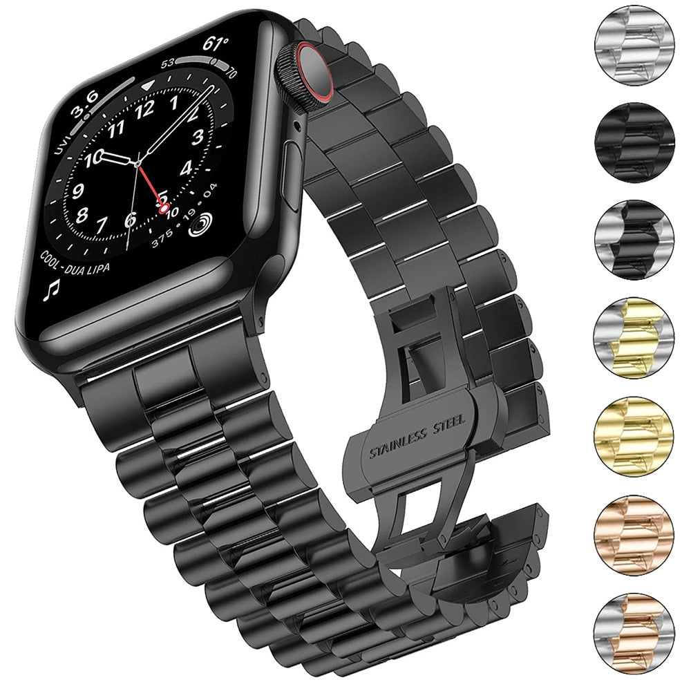 Stainless Steel Strap for Apple Watch 7 Band 41mm 45mm Bracelet Wristband for iwatch 7 6 5 3 40mm 44mm Luxurious Belt Watchbands