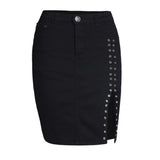 Women Summer Office Ladies Sexy Denim Jeans High-Waisted Mini Pencil Black Skirt