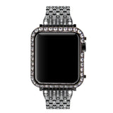 Luxury Metal Diamond Case For Apple Watch Stainless Steel Strap Watch Band